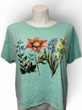 O’Neill Tee XL Mint Green Floral Graphic Relaxed Fit